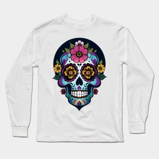 Floral Day of the Dead Skull Long Sleeve T-Shirt